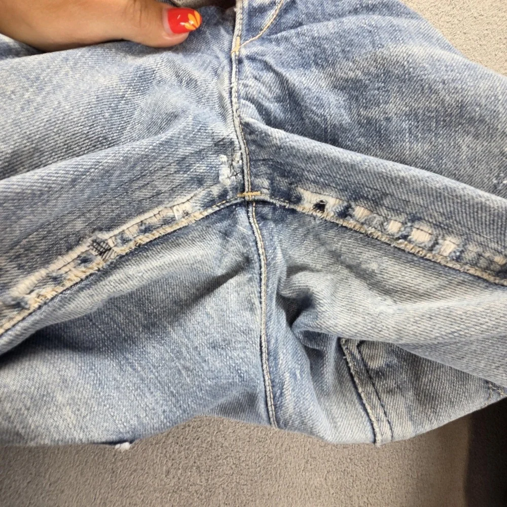 VTG Levis Engineered Jeans Mens Blue Twisted Button Fly Altered Hem Fits 28x30